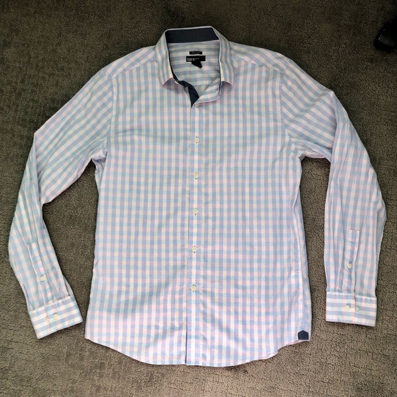 BAR III Pink, Blue and White Slim Fit Men's Button Down Shirt - Size Medium - Picture 1 of 7